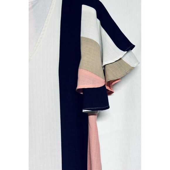 The Pants Store Dress Women's size Medium Flutter Short Sleeve Striped Dress - Picture 3 of 6